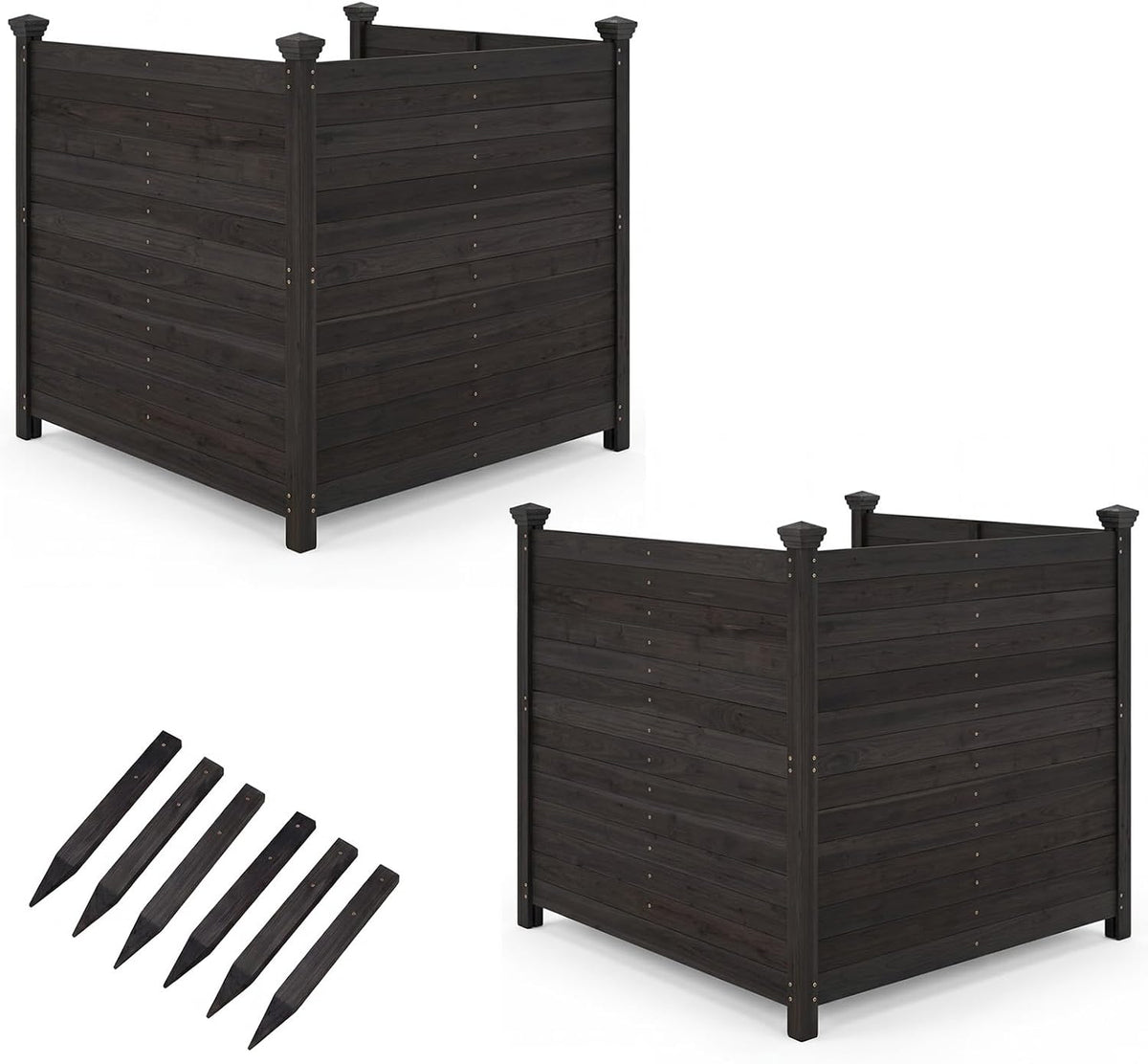 giantex 6 panels wooden privacy fence with stakes, main product view