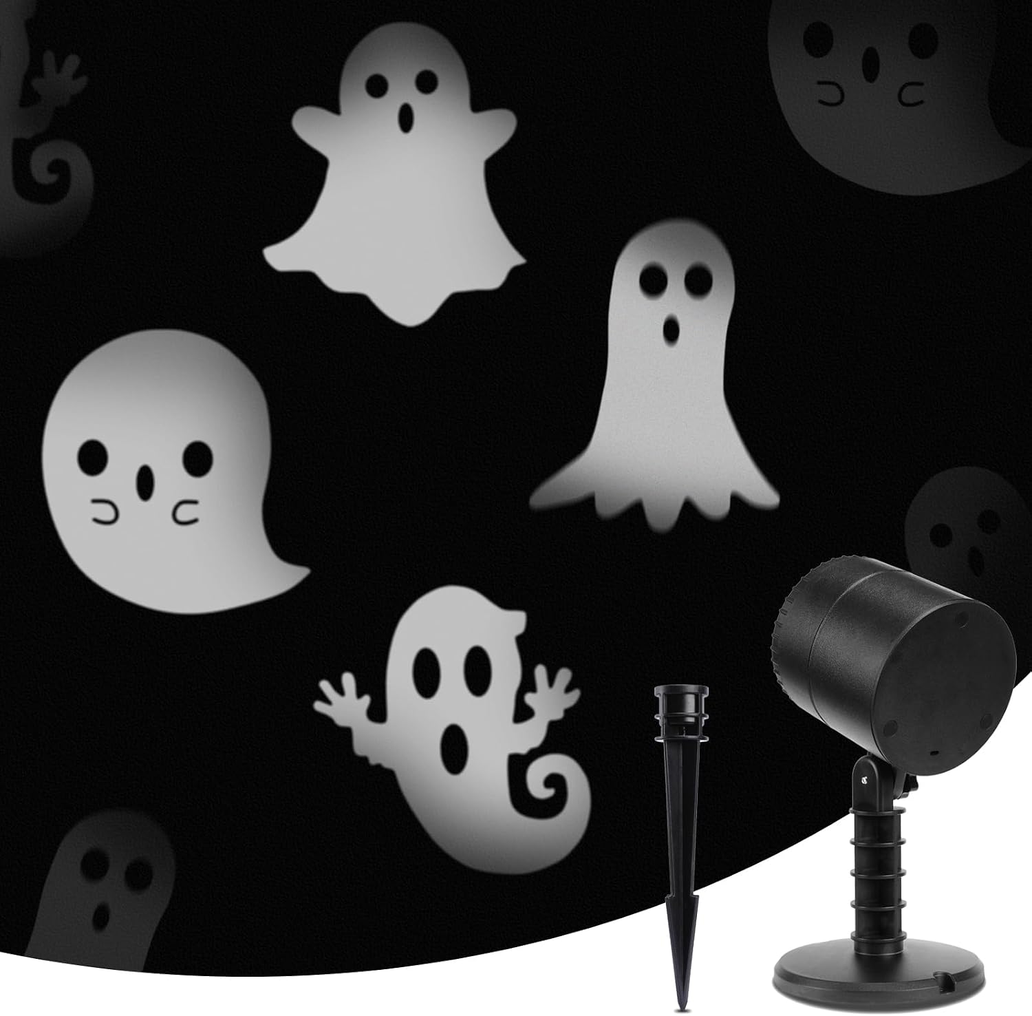 LED Halloween Decoration, Ghost Rotating Projector Yard Stake Lights, Indoor Outdoor Landscape Night Light for Home Thealter, Ceiling, Room, Patio, Garden, Halloween, Bedroom Decor