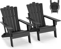 GREENVINES Folding-Adirondack-Chairs-Set-of-2 | HDPE Plastic | Throne Series | Fire Pit Chair | All Weather | for Outdoor Patio Deck Backyard Poolside | Black