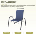 UDPATIO Patio Chairs Set of 8, Stackable Outdoor Dining Chairs with High Back, Breathable Textilene Fabric Outdoor Chair All Weather, 350LBS Capacity for Garden, Backyard (Blue)