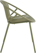 Christopher Knight Home Set of 2 Tita Modern Patio Outdoor Dining Chairs, Stacking Chair, Outside Dinner,Garden/Balcony/Poolside Stackable Accent Chairs,Metal Legs,Plastic Cutout Backrest, Green