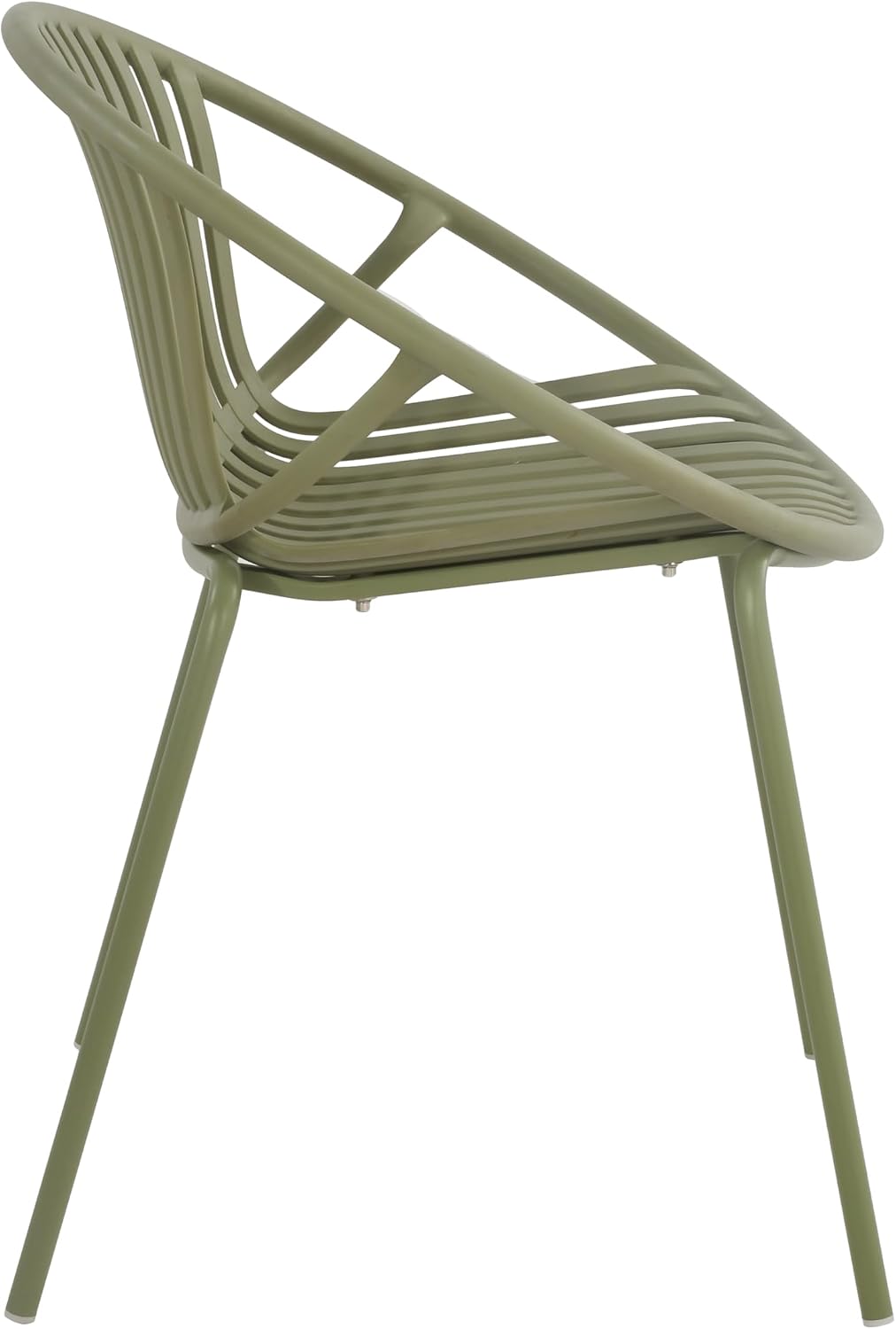 Christopher Knight Home Set of 2 Tita Modern Patio Outdoor Dining Chairs, Stacking Chair, Outside Dinner,Garden/Balcony/Poolside Stackable Accent Chairs,Metal Legs,Plastic Cutout Backrest, Green