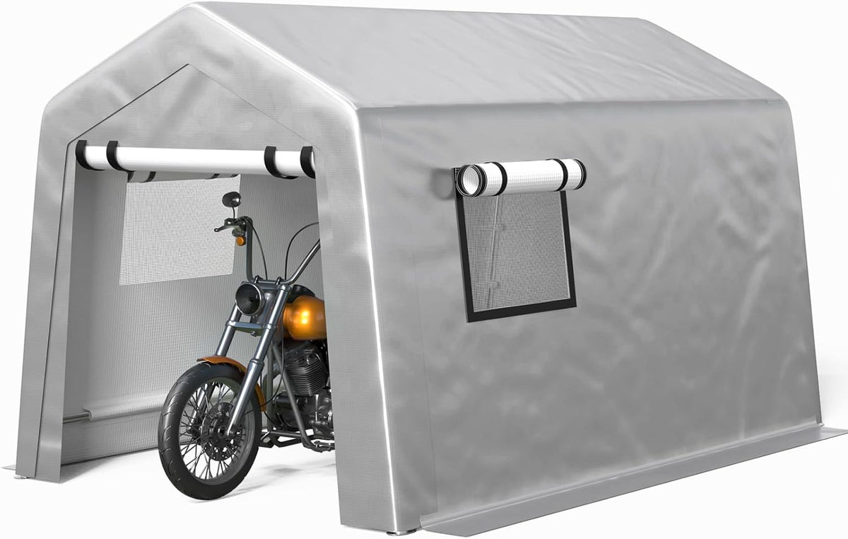 jocoevol carport 6x8 ft enclosed carport with roll-up, main product view