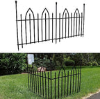 sunnydaze gothic arch decorative garden fence panels, black, main product view
