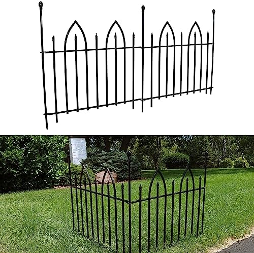 sunnydaze gothic arch decorative garden fence panels, black, main product view