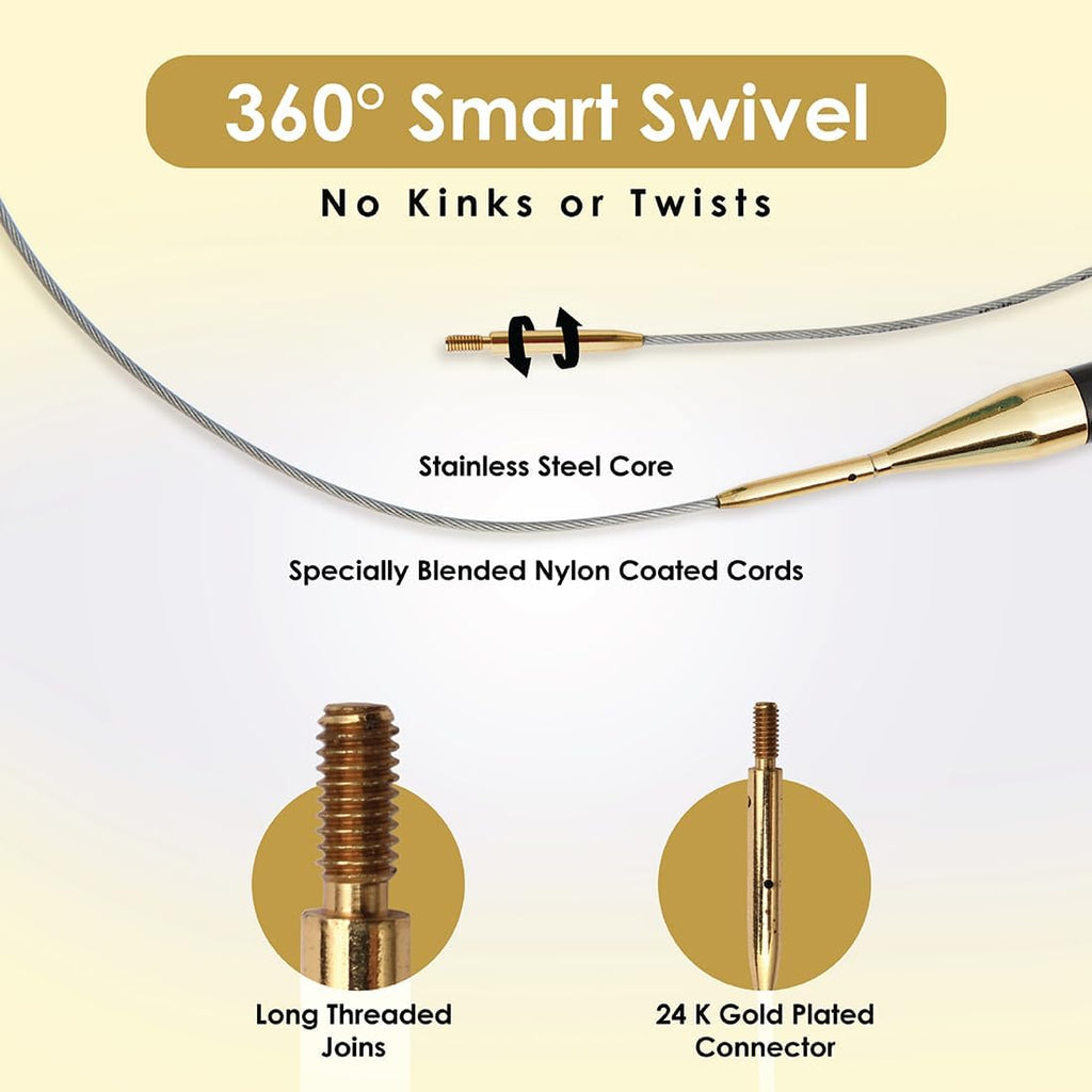 Lantern Moon 360° Swivel Nylon Coated Stainless Steel Cords | 37"/94cm (to Make 47"/120 cm IC Needle)