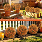 grooy artificial boxwood topiary ball trees with ground on a desk or shelf