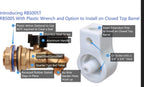 RBS005T LF Brass Rain Barrel Spigot (½” NPS, LF Compliant, Quarter Turn Ball Valve with Plastic Wrench/Nut Holder and Option to Install on Closed Top Barrel with Bung Hole)