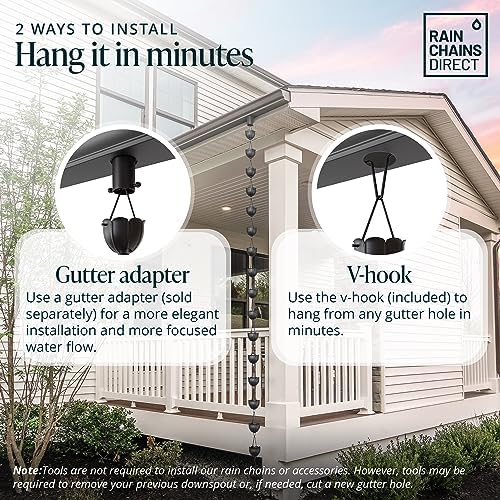 rain chains direct - tulip rain chain showing dimensions