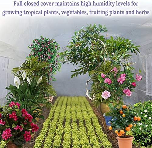 benefitusa greenhouse replacement cover half-transparent greenhouse cover (10'x7'x6'), side view