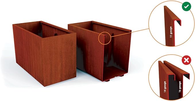 PLANTERCRAFT Corten Steel Metal Planter Box, Round Sizes, Modern Garden Steel planters for Commercial and Residential Outdoor Use.