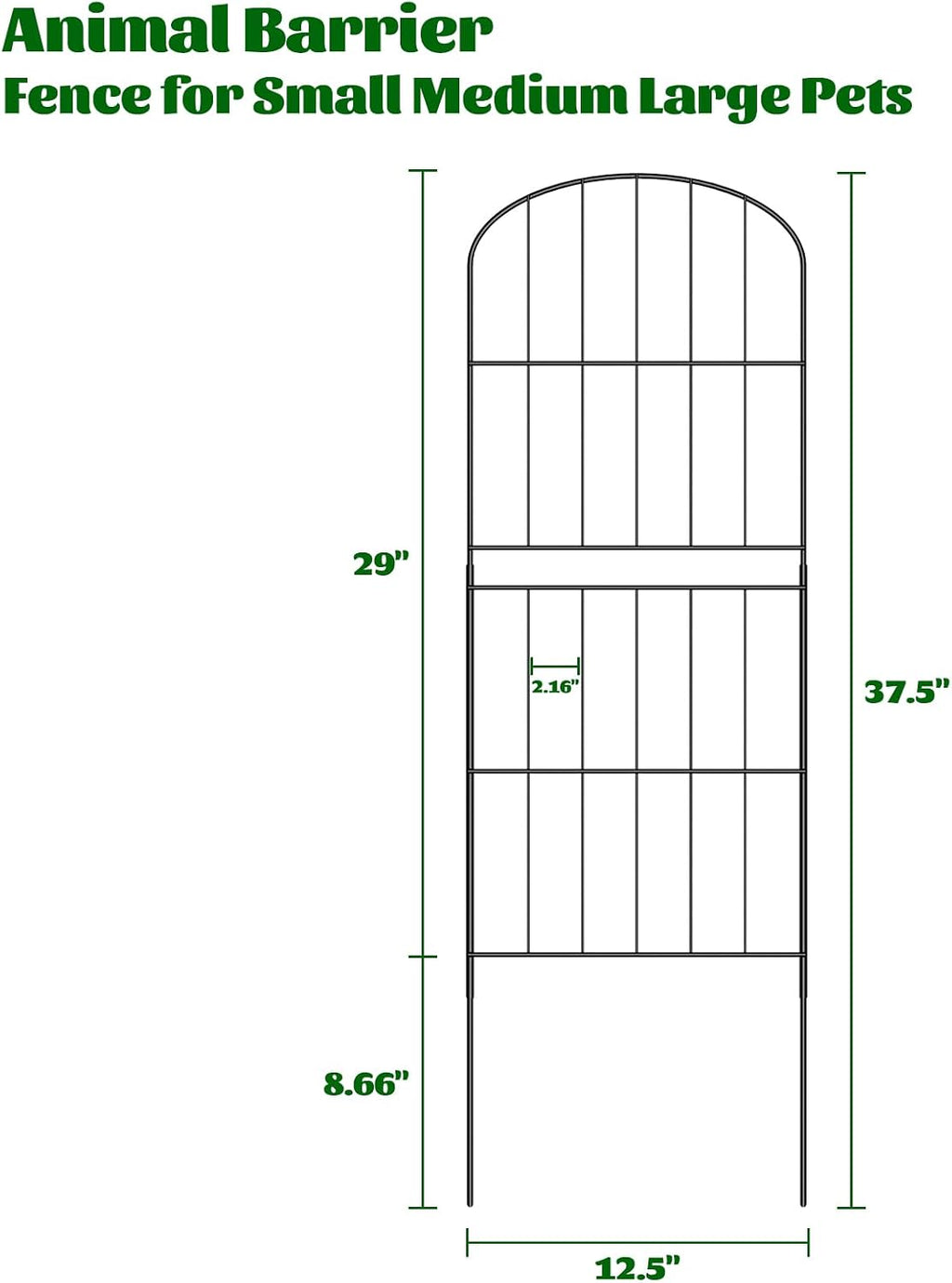 pinpon 10-panel arched garden fence 37.5inh x 10.4ftl shown in use