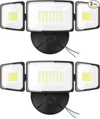 Onforu 2 Pack 75W Flood Lights Outdoor, 7000LM LED Flood Lighting Outdoor Switch Controlled, IP65 Waterproof Exterior Floodlight Fixture with 3 Adjustable Heads, 6500K Security Light for Garage Yard