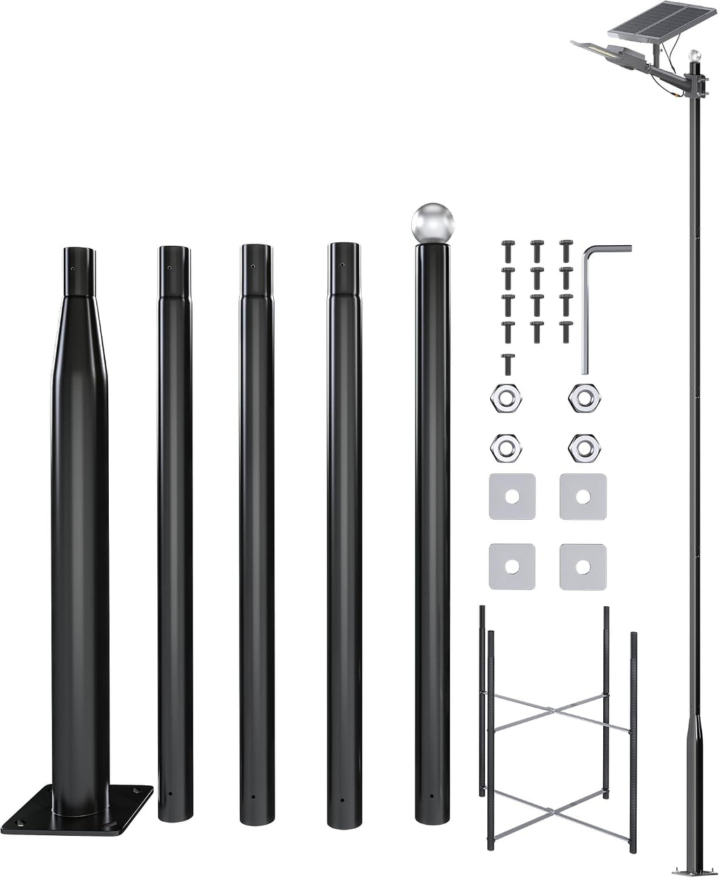 JAYNLT 16.5 Ft Heavy Duty Metal Street Light Pole, Outdoor Lamp Post | Adjustable street light pole,suitable for solar street lights, sturdy pole for parking lots and farm,light not included
