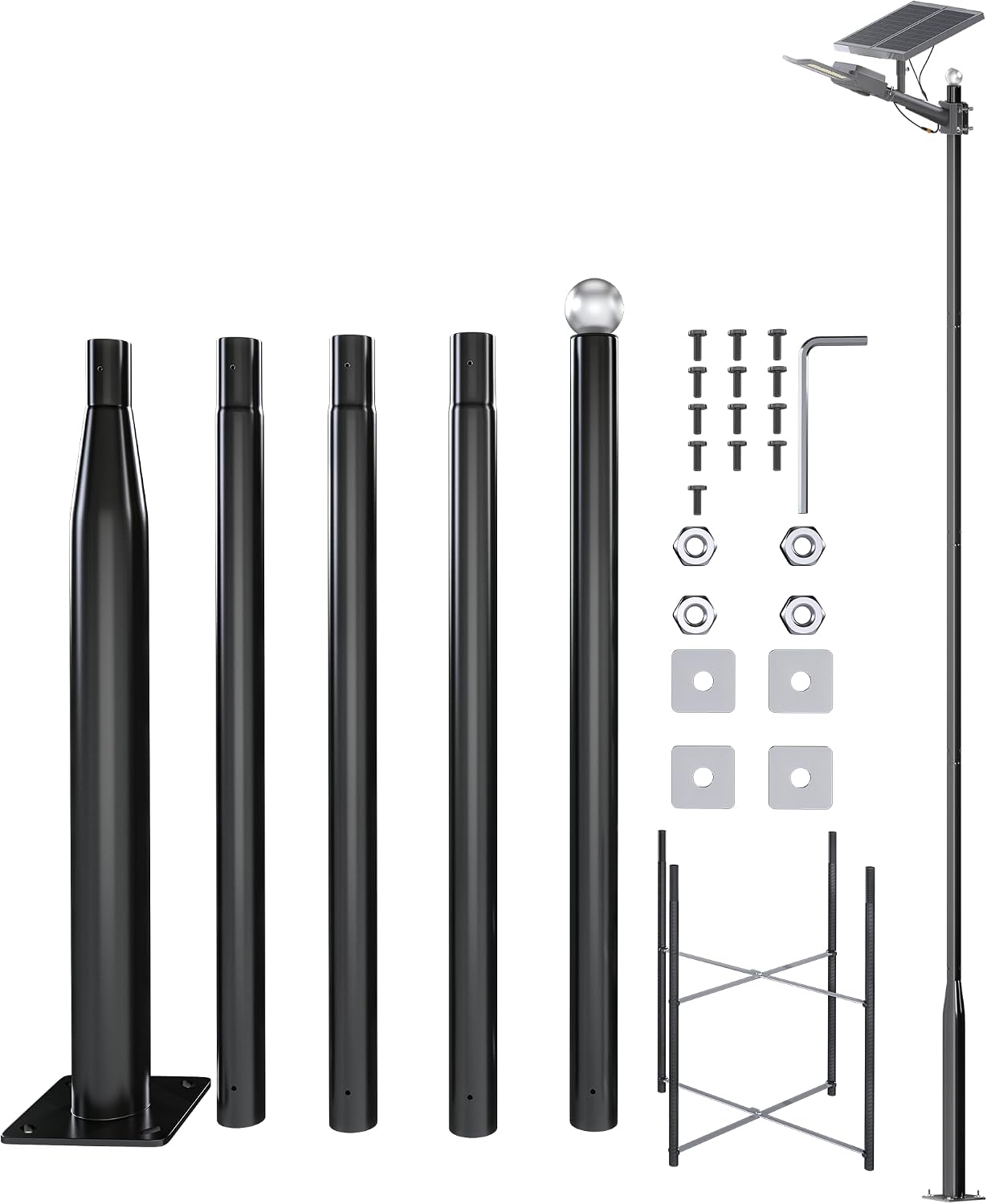JAYNLT 16.5 Ft Heavy Duty Metal Street Light Pole, Outdoor Lamp Post | Adjustable street light pole,suitable for solar street lights, sturdy pole for parking lots and farm,light not included