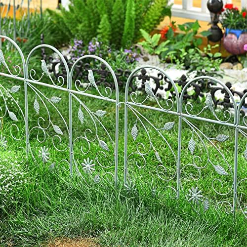 sungmor 25in x 8ft metal garden fence border, close-up detail