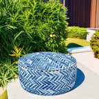 lvtxiii indoor/outdoor inflatable ottoman, all weather round footrest showing dimensions