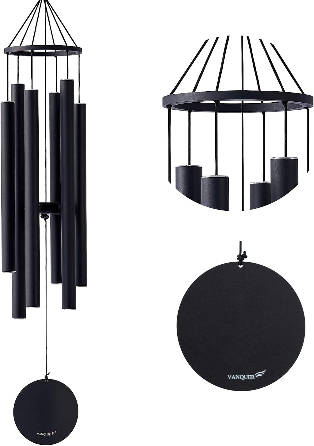 Wind Chimes for Outside Deep Tone - 38'' Wind Chimes Outdoor Clearance, Deep Tone, Windchimes Outdoors, Memorial, Sympathy Gift, Garden Patio, Home Décor (Black)