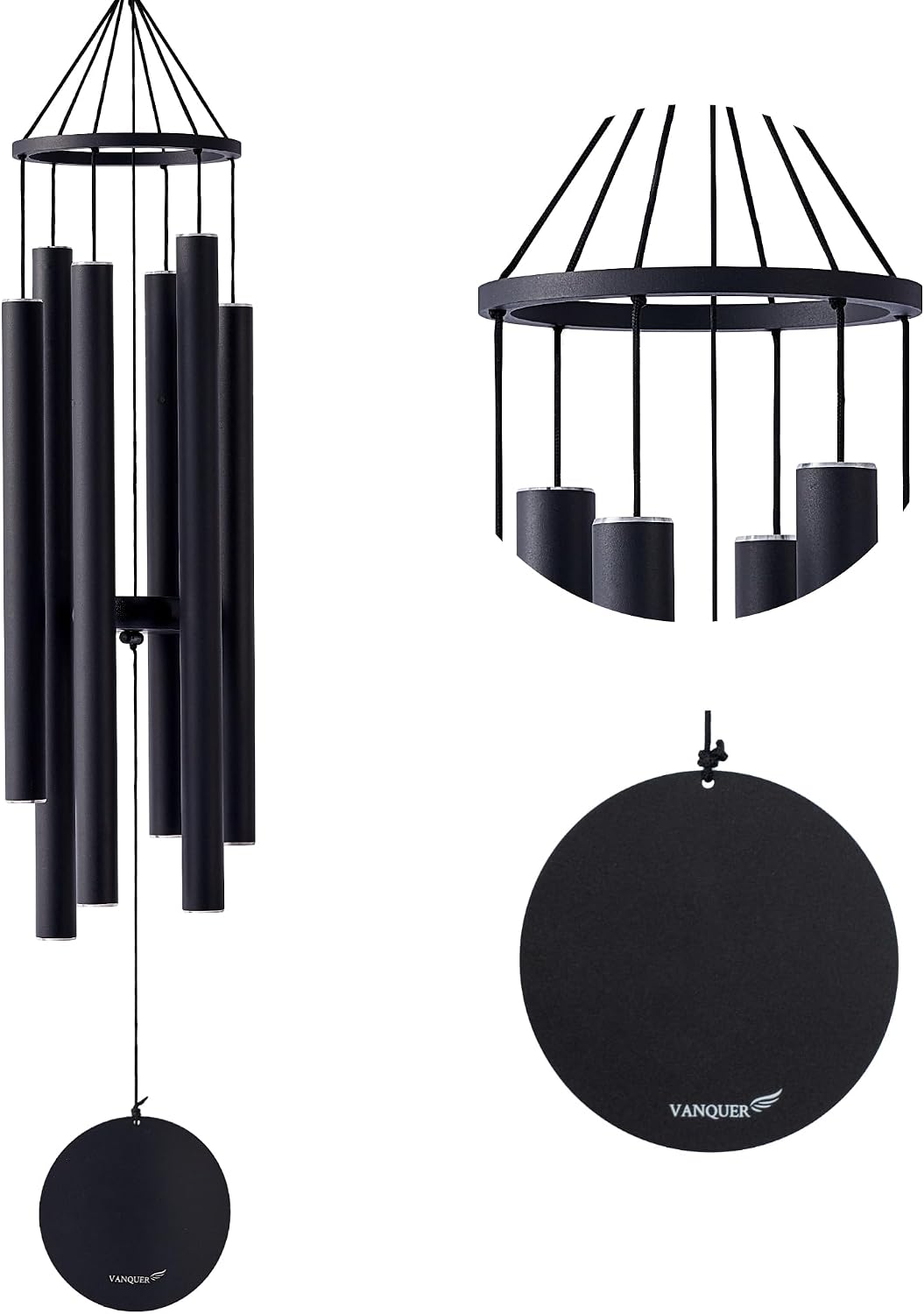 Wind Chimes for Outside Deep Tone - 38'' Wind Chimes Outdoor Clearance, Deep Tone, Windchimes Outdoors, Memorial, Sympathy Gift, Garden Patio, Home Décor (Black)