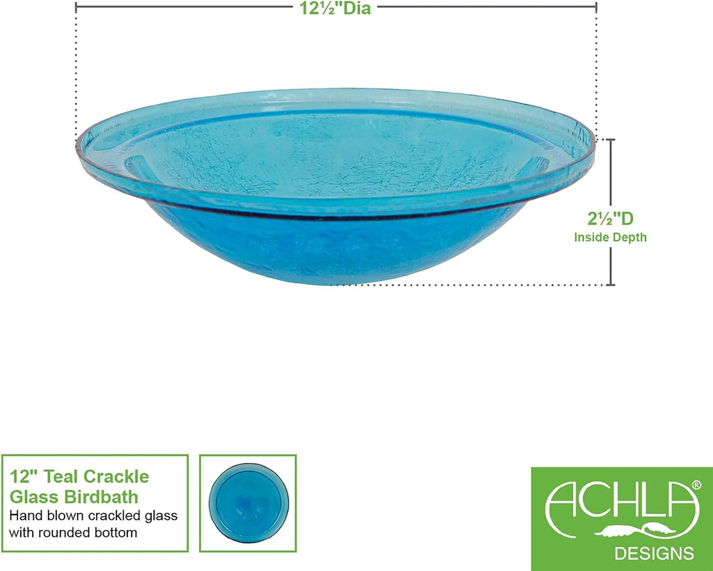 Achla Designs 12" Crackle Glass Bowl - Teal
