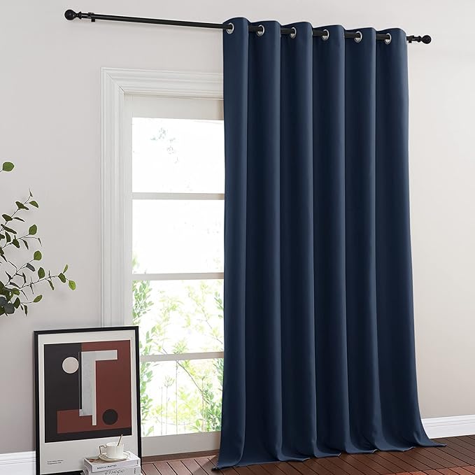 NICETOWN Bedroom Window Treatment Blackout Curtain Panel - Thermal Insulated Blackout Curtain Drape/Drapery for Sliding Glass Door/Patio (Navy, 1 Panel, 80 x 95 inch)