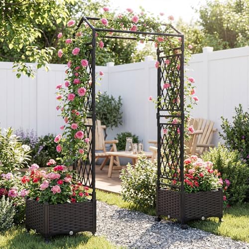 happygrill 2 64" raised garden bed with trellis on a desk or shelf