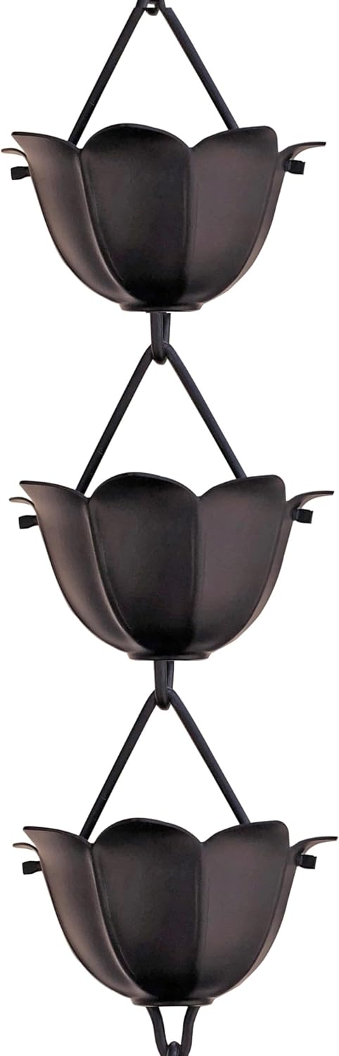 monarch rain chains aluminum lotus black rain chains, main product view