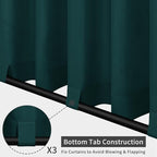 Easy-Going Outdoor Patio Curtains Detachable Tab Top Windproof Weatherproof Curtain for Cabana, Porch, Pergola and Gazebo, Tab Bottom Drape, 2 Panels, 54W x 120L inch, Teal
