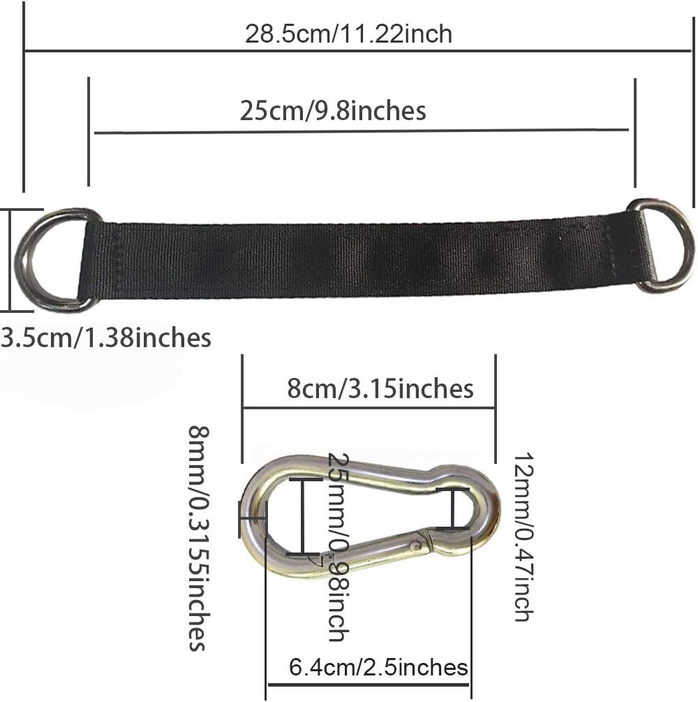 Tree Swing Straps, 2 PCS 25cm / 9.8inches Heavy Duty Hanging Straps Holds 440 lbs with Carabiner Perfect for Hammock, Plank