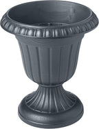 Arcadia Garden Products PL10GY Indoor/Outdoor Classic Traditional Plastic Urn Planter, 15" x 13", Gray
