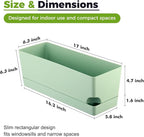 4 Pack Self Watering Pots for Indoor Plants 17 Inches Window Boxes Planters Rectangular Flower Pots Rectangle Herb Pots Large Plant Pots with Drainage Holes and Saucers Windowsill Planter, Green