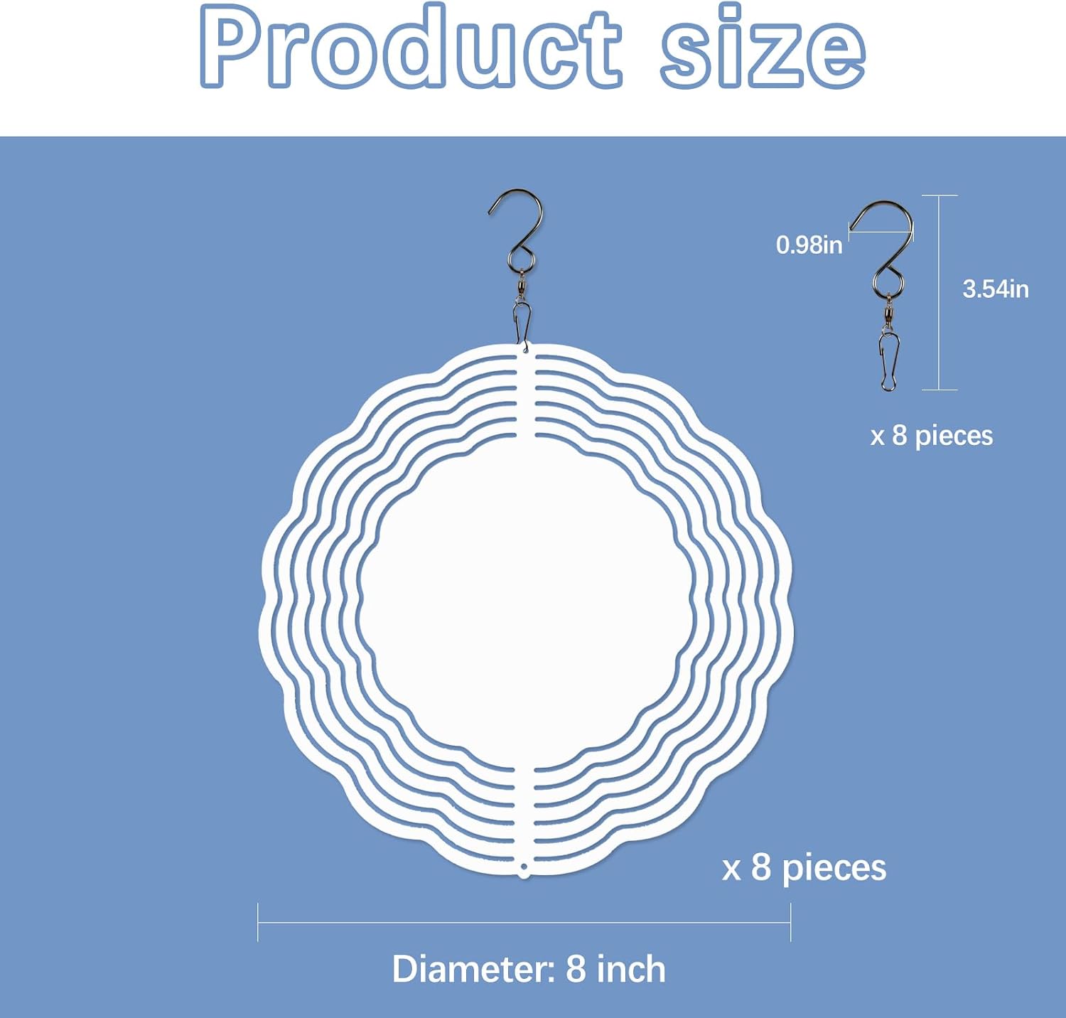 8 Pcs Sublimation Wind Spinner Blanks 8 Inch Bulk Aluminum Metal Sublimation Blanks Product Heat Press Transfer Outdoor Garden Decoration Sublimation Blank Wind Spinners for DIY Gift