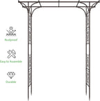 87in garden arbor metal arch trellis for climbing, side view