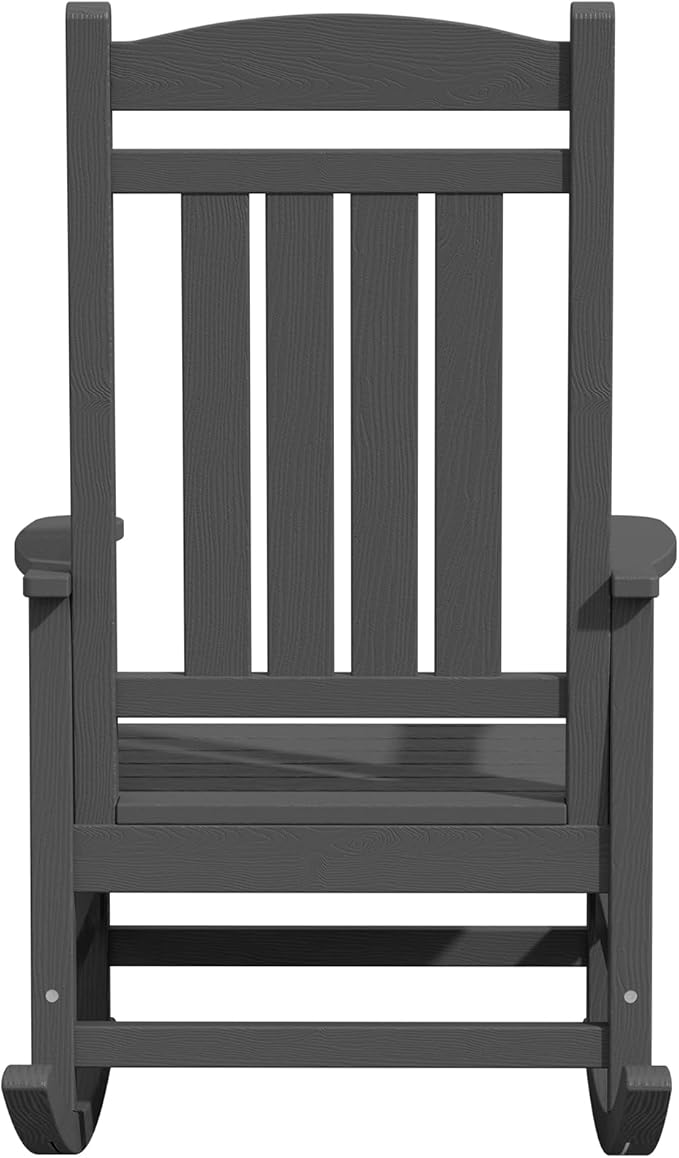 KINGYES Oversized Outdoor Rocking Chair Set of 2, HDPE Patio Rocking Chairs for Adults,Gray