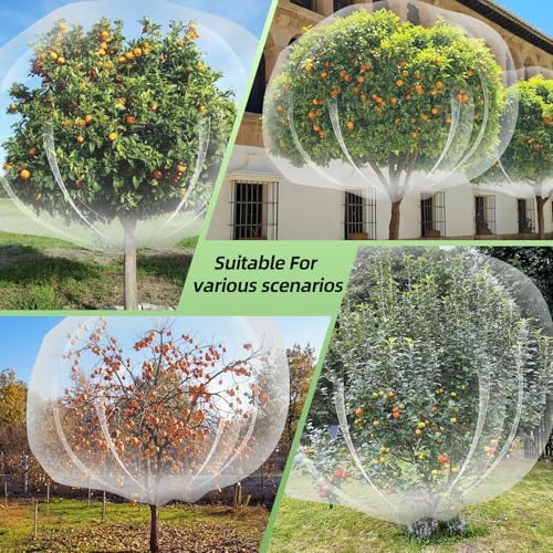 large fruit tree netting with drawstring and zipper shown in use
