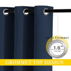 NICETOWN Navy Blue Blackout Room Divider Curtains 144 inch Length, Grommet Energy Saving Thermal Drapes Sound Reducing Window Treatments for Living Room, 1 Panel, W80 x L144