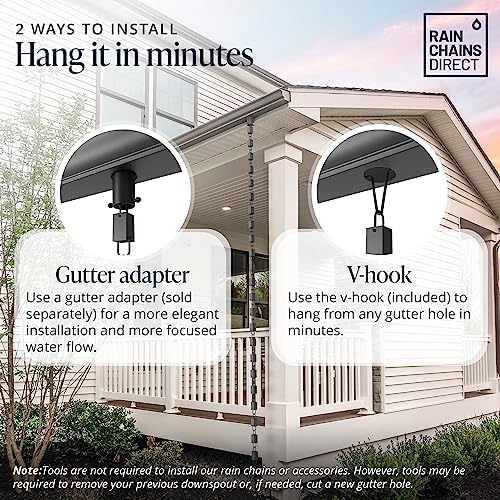 rain chains direct - square link rain chain showing dimensions