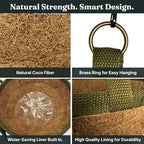 15 inch handmade coco fiber hanging basket 2 showing dimensions