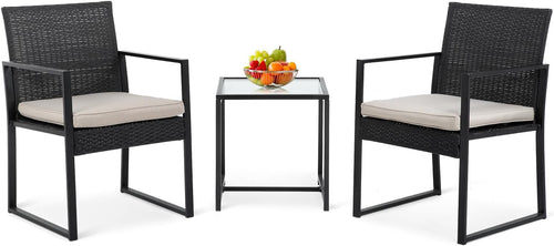 3 piece rattan set wicker bistro sets patio, main product view