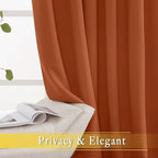 NICETOWN Burnt Orange Blackout Curtain for Sliding Door, Grommet Patio Door Curtain Wide Window Treatment Privacy Thermal Curtain for Bedroom/Living Room (1 Panel, W80 x L95)
