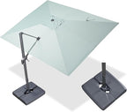 PURPLE LEAF 9' X 11.5' Rectangle Cantilever Umbrella with Base Outdoor Large Aluminum Patio Umbrella with 3-Year Fade Resistance Recycled Fabric and 360-degree Rotation for Deck Pool Garden, Mint Green