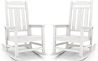 SERWALL Oversized Outdoor Rocking Chair Set of 2, HDPE Outdoor Rocking Chair for Adults, White