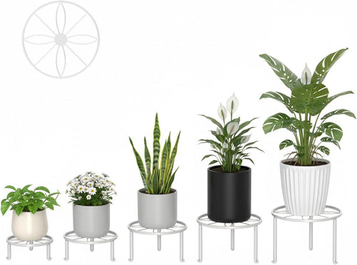 5 Pack Heavy Duty Metal Stand Decorates Multiple Plants for Indoor and Outdoor, Anti-Rust Iron Flower Pot Holder Stand, Potted Plant Shelf for Garden,Patio