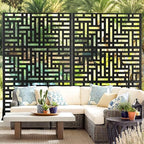 fency 6ft outdoor metal privacy screen, black street, front angle view