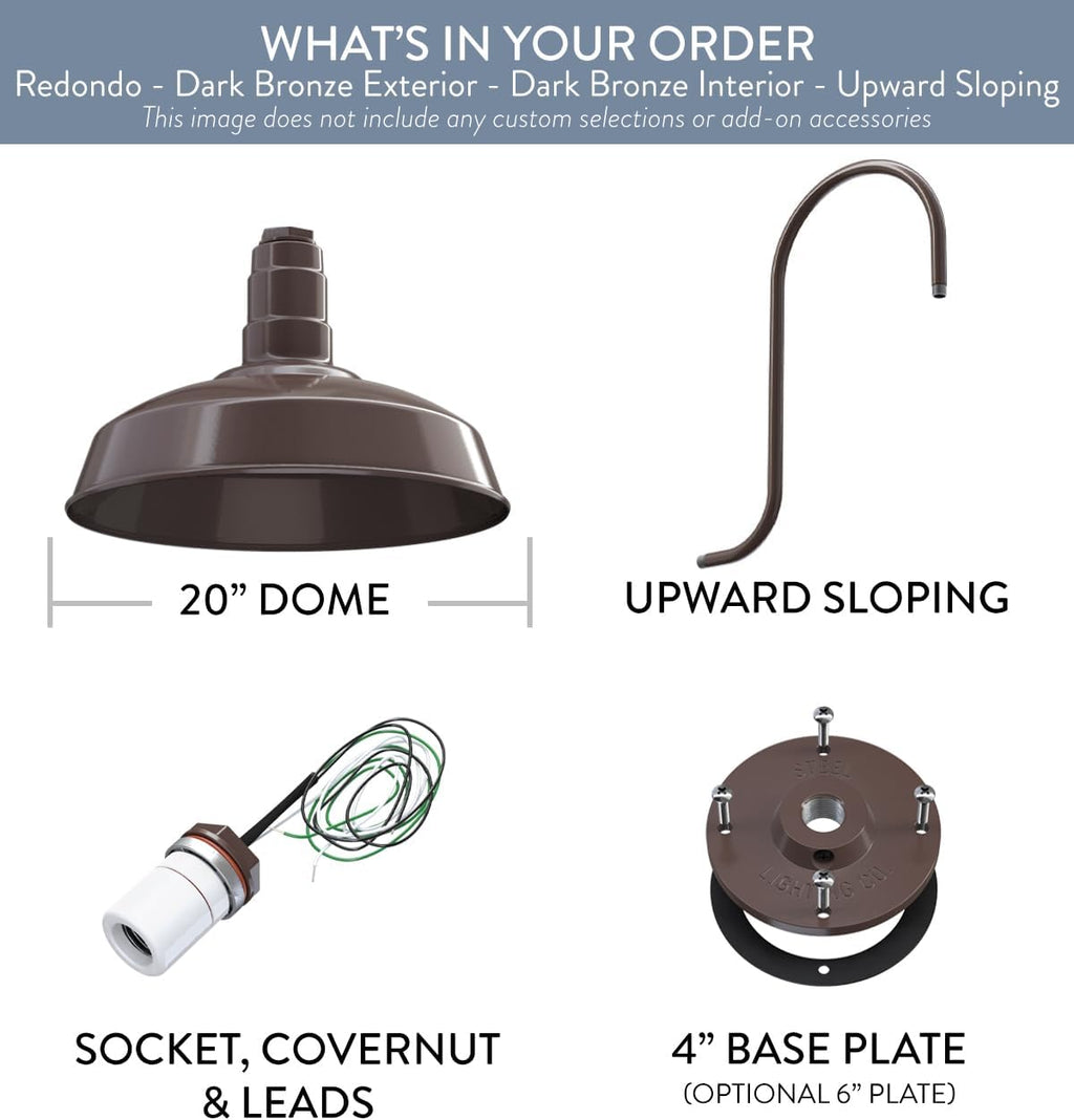Upslope Gooseneck Large Barn Light 20" Dome | Outdoor Barn | Dark Bronze
