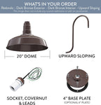 Upslope Gooseneck Large Barn Light 20" Dome | Outdoor Barn | Dark Bronze