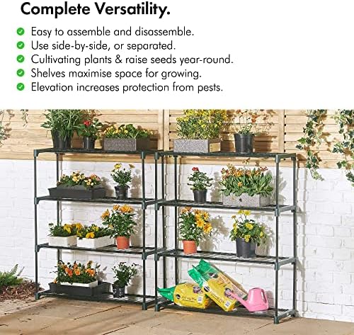 vonhaus greenhouse staging unit – shelving for greenhouse, side view