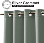 NICETOWN Windproof Sage Green Outdoor Curtains 2 Panels Top and Bottom Grommet for Patio Waterproof, Fixed Outdoor Blinds Keep Warm & Privacy Thermal Insulated Blackout Drapes for Cabana, W52 x L84
