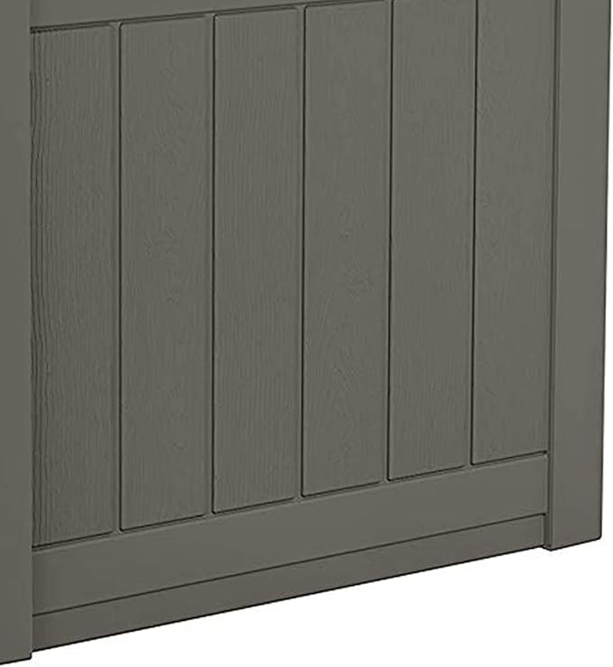 Suncast Outdoor Storage Box - 22 Gallon Stone Gray Resin Outdoor Deck Box with Seat, Weatherproof Patio Storage Bin Container for Keeping Cushions, Tools, & Towels for Pool, Yard, & Garden