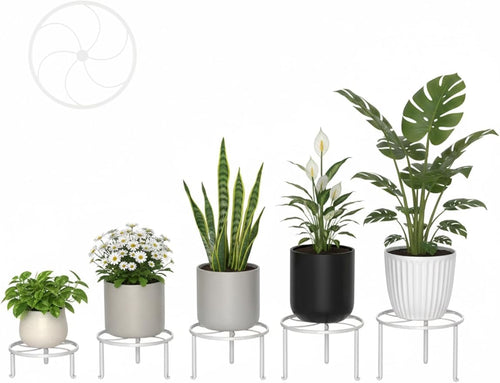 5 Pack Metal Plant Stand Indoor Outdoor Low Corner Plant Stand Heavy Duty Rustproof Iron Round Supports Rack for Planter Flower Pot Rack Display Shelf